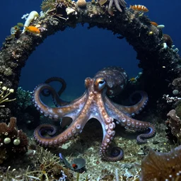 Under the sea In an octopus' garden In the shade, 4K HDR. Pano 360