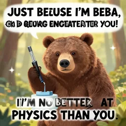 JUST BECAUSE I'M A BEAR, I'M NO BETTER AT QUANTUM PHYSICS THAN YOU!