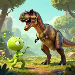 t - rex fighting aliens