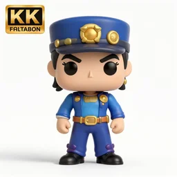 full body 3d render of Jotoro from Jojo's bizarre Adventure as a funko pop, Chibi, studio lighting, white background, blender, trending on artstation, 8k, highly detailed