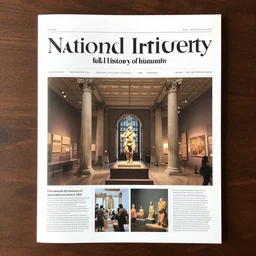 photo of the front page of the national art museum museum exhibition brochure of an exhibition called the full history of humanity