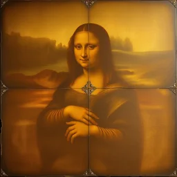 photo of the reverse side of a painting. it is the most famous painting by da vinci.