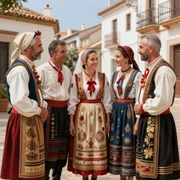 costa blanca, people traditional sicilian clothes, intricate, highly detailed, smooth, artstation, digital illustration, artgerm, rutkowski, mucha