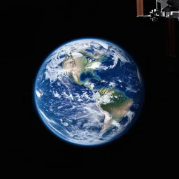 a photo of earth from space, earth is a rectangle, as seen from the space station.