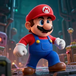 super mario in matrix, dslr film, cinestill 8 0 0 t, cinematic shot, 4 k hd, volumetric cinematic lighting, intricate, cgi