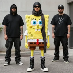 a realistic iteration of Spongebob wearing Rick Owens clothing, outfit photograph, trending on r/Streetwear