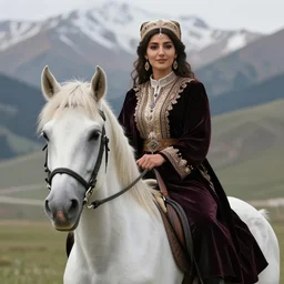 a beautiful young kurdish woman riding a beautiful white horse in the kurdish mountains art by martin ansin, highly detailed, 8 k, high resolution, award winning art, incredibly intricate, beautiful and symmetrical face