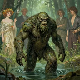 swamp monster, 8 k, depth of field, 3 d, art by artgerm and greg rutkowski and alphonse mucha and uang guangjian and gil elvgren and sachin ten