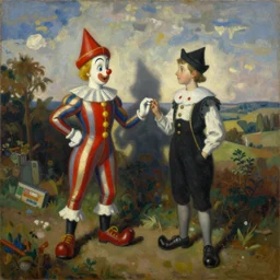 painting of punch and judy show, by paula rego