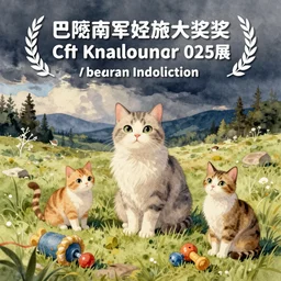 watercolor illustration style, cute! cats!!! select different toys, inspiring art