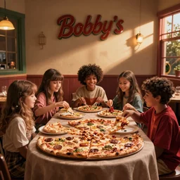 Meteos and Sneaky having a great time at Bobby's pizza party