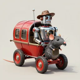 adventurer ( ( ( ( ( 1 9 5 0 s retro future robot android rat hero wagon. muted colors. ) ) ) ) ) by jean baptiste monge!!!!!!!!!!!!!!!!!!!!!!!!! chrome red