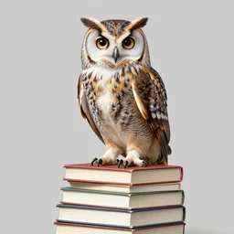 an owl perched on a stack of books, art by james o barr and albrecht durer, woodblock print, black and white, vector