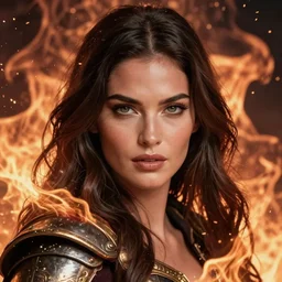 azctec warrior, megan fox, detailed perfect face, exquisite details, fire magic, mid view, by studio muti, greg rutkowski makoto shinkai takashi takeuchi studio ghibli