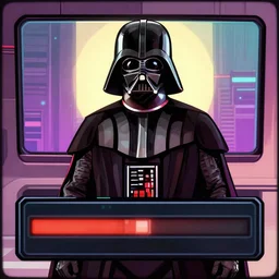 darth vader, in the style of gta 5 loading screen, illustrated