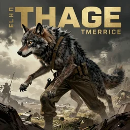 a female peshmerga fighter transforming into a werewolf, comic book cover
