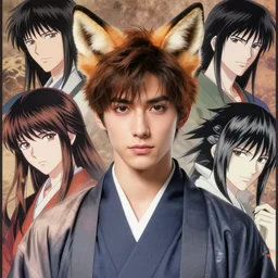 A handsome young man with fox ears in a kimono || fine-face, handsome face, realistic shaded Perfect face, fine details. Anime. realistic shaded lighting poster by Ilya Kuvshinov katsuhiro otomo ghost-in-the-shell, magali villeneuve, artgerm, Jeremy Lipkin and Michael Garmash and Rob Rey