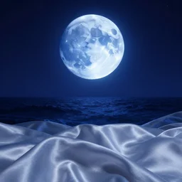 Burning Azure Moon over silk ocean