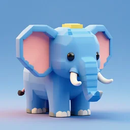 voxel art of a cute elephant, orthographic, colorful, 4k, blender render