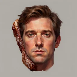 steve carrell face is a steak, centered, symmetrical, digital painting, artstation, art by artgerm