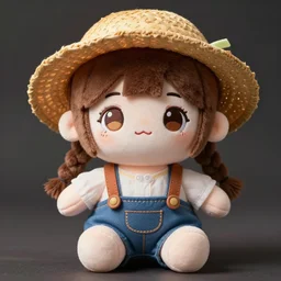 cute fumo plush of a farmer girl, peasant anime girl, symmetry