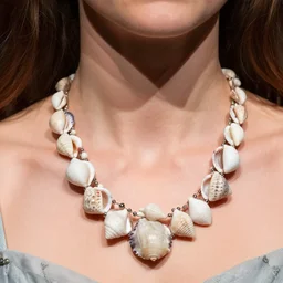 a photograph of Keira Knightley with necklace made of seashells as Miranda from the stage production of The Tempest taken with Nikon D3500, 4K UHD, high detail, photo realistic
