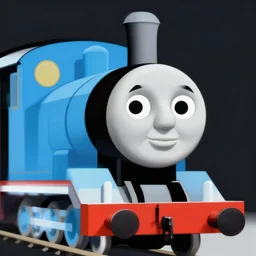 abstract portrait of thomas the train, in the style of herbert bayer