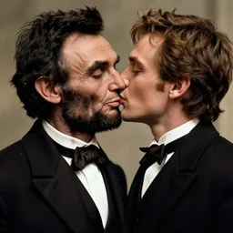 abraham lincoln as a young man is romantically kissing taylor lautner