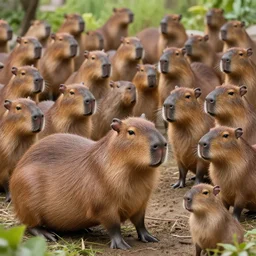a society run by capybaras ultra realistic image