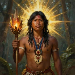 a young indigenous amazon man about to go through a rite of passage, matte painting, ayahuasca, fantasy art