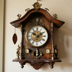 solarpunk antique cuckoo clock highly detailed