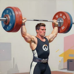 greg manchess portrait of weightlifter zarya from overwatch, medium shot, asymmetrical, profile picture, organic painting, sunny day, matte painting, bold shapes, hard edges, street art, trending on artstation, by huang guangjian and gil elvgren and sachin teng