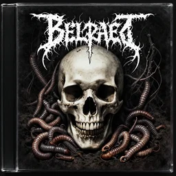 Death metal album with skull and worms