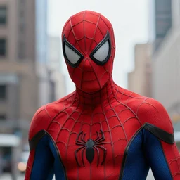 Peter Parker Spiderman with his mask pulled halfway up