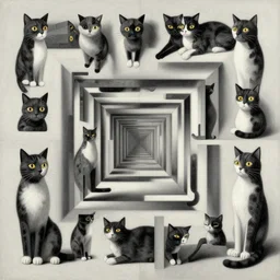 mc escher painting of infinite series of cat