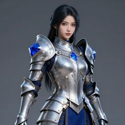 beautiful warrior with sapphire encrusted armour, highly detailed,