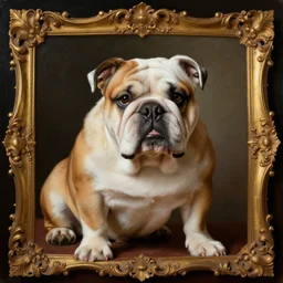baroque rococo painting The Fancy Royal Bulldog  portrait Greg Hildebrandt high detail cute puppy