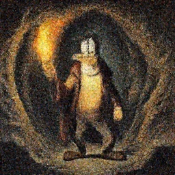 dogbert as leader of illuminati dark cavern torches terrifying grim highly detailed by frank frazetta and scott adams