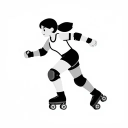 vector logo of roller derby girl, skating fast  illustration by Frank Hampson and mcbess