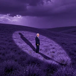 Joe Biden casts a long shadow, by Greg Rutkowski and Dave McKean purple color palette