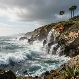 california collapsing into the ocean, realistic photograph, unreal engine 5, rendered by octane