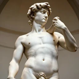 hyper detailed ultra sharp portrait of a beautiful fat chubby statue of david in florence, up close shot, sharp focus, global illumination, radiant light, irakli nadar, alexander mcqueen, octane highly render, 4 k, ultra hd, v - ray render, unreal engine