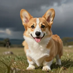 happy corgi puppy, stunning digital painting