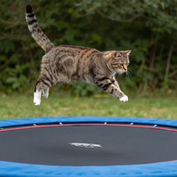 cat jumping off a jet fueled trampoline