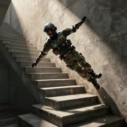 master chief falling down a flight of stairs