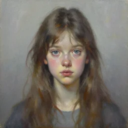 an expressive oil painting of a young skurofa
