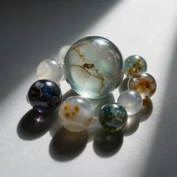 material study, gemstones and marbles