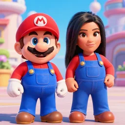super mario and kim kardashian in pixar animated movie 4k octane render