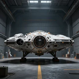 matte painting, digital painting, high quality, unreal engine 5, a spaceship in hangar, symmetric