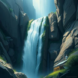 waterfall by artstation, deviantart, artspace, artmajeur, etsy, pixiv, artfol, artbox, artful, shutter - stock, ideelart, pixels, zatista, artpal, frank stella, minted, beeple, artgerm, alex grey, giger, kuskov abstract, surrealism